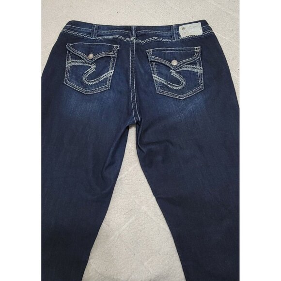 Silver Jeans Co Womens Blue Suki Flap Pockets Capri Denim Mid Rise Size 24 - Picture 4 of 11